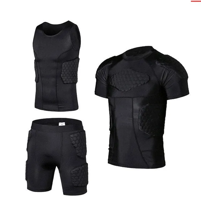 Men Sports Kneepad,  Elbow Shock Guard, Compression Padded Shorts, Shirt Vest Protective Chest & Rib Guards