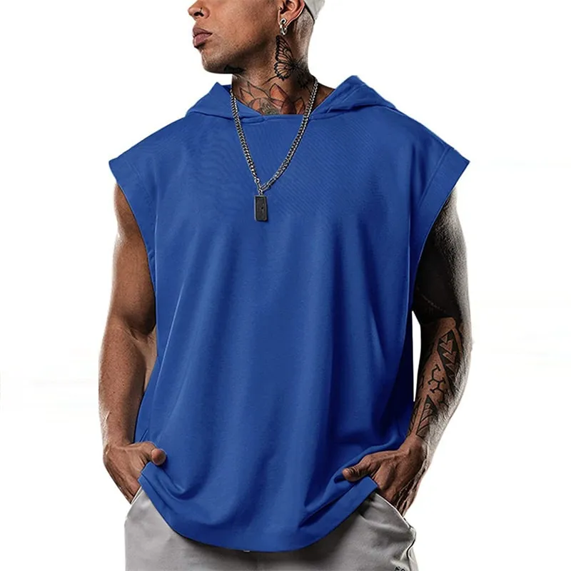 Men's Solid Color Sleeveless Hooded Vest