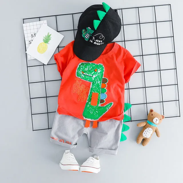 MOF Kids baby boy clothing set summer t-shirt & shorts cartoon print