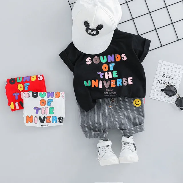 MOF Kids baby boy clothing set summer t-shirt & shorts cartoon print