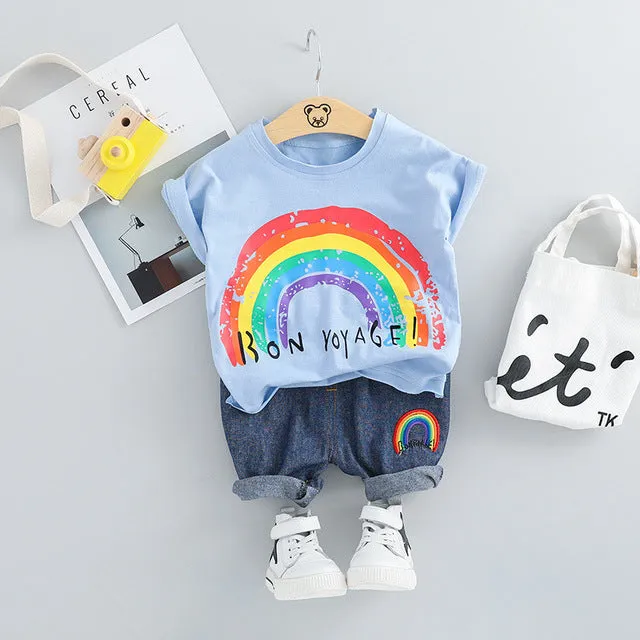 MOF Kids baby boy clothing set summer t-shirt & shorts cartoon print