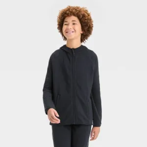 New - All In Motion Kids Full Zip Hooded Waffle Knit Sweatshirt Length Zipper