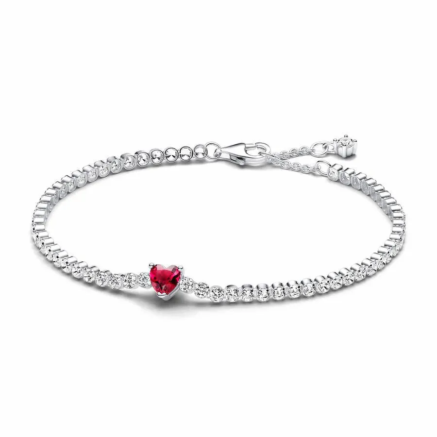 New S925 Sterling Silver Style Panjiadora Ruby Bracelet Chain Shiny Moon Pear Light Bracelet for Women Jewelry Fashion Accessories Free Shipping