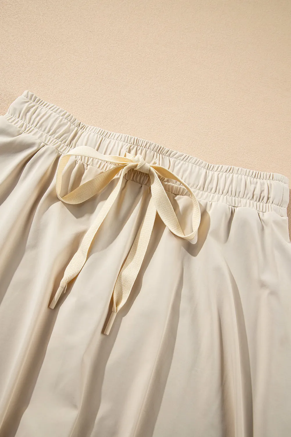 Online Beige Drawstring High Waist Lined Tennis Skorts