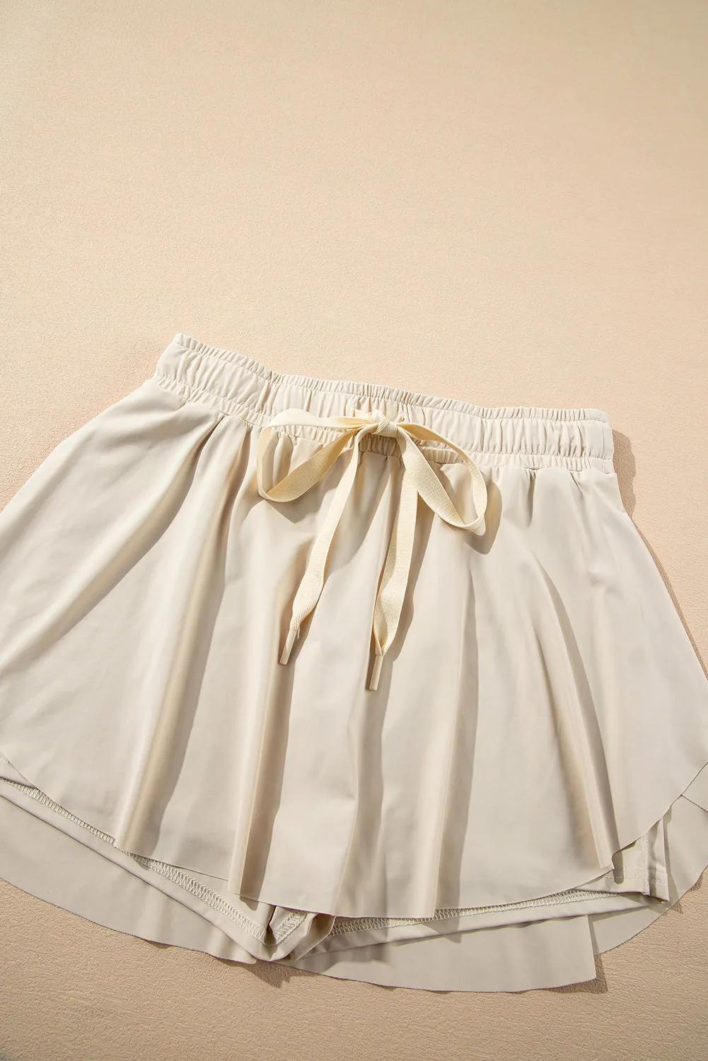 Online Beige Drawstring High Waist Lined Tennis Skorts