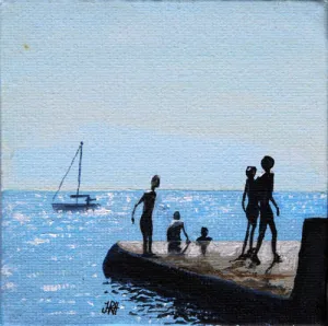 Original Groyne Painting - Baby Square 3 - Socialising (SOLD)