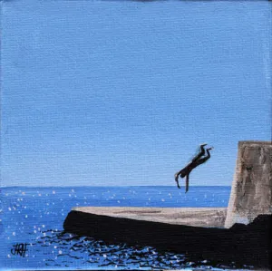 Original Groyne Painting - Baby Square 5 - Dive  (SOLD)