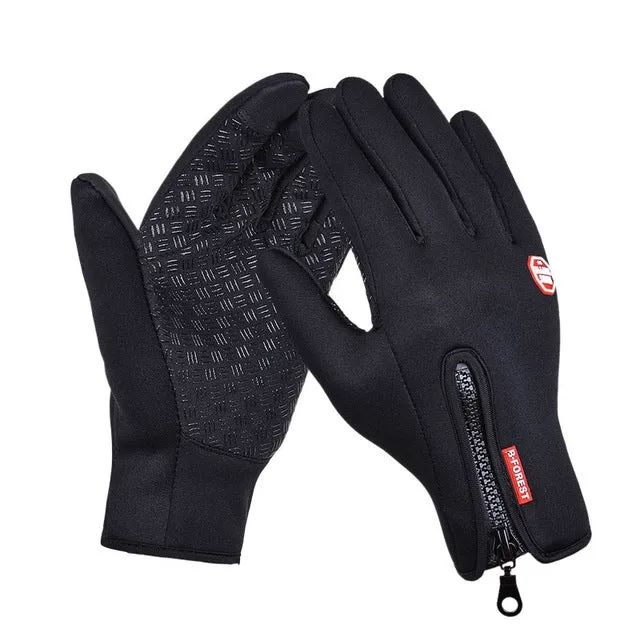 Outdoor Sports Hiking Winter Leather Soft Warm Bike Gloves For Men Women, Size:S (Black)