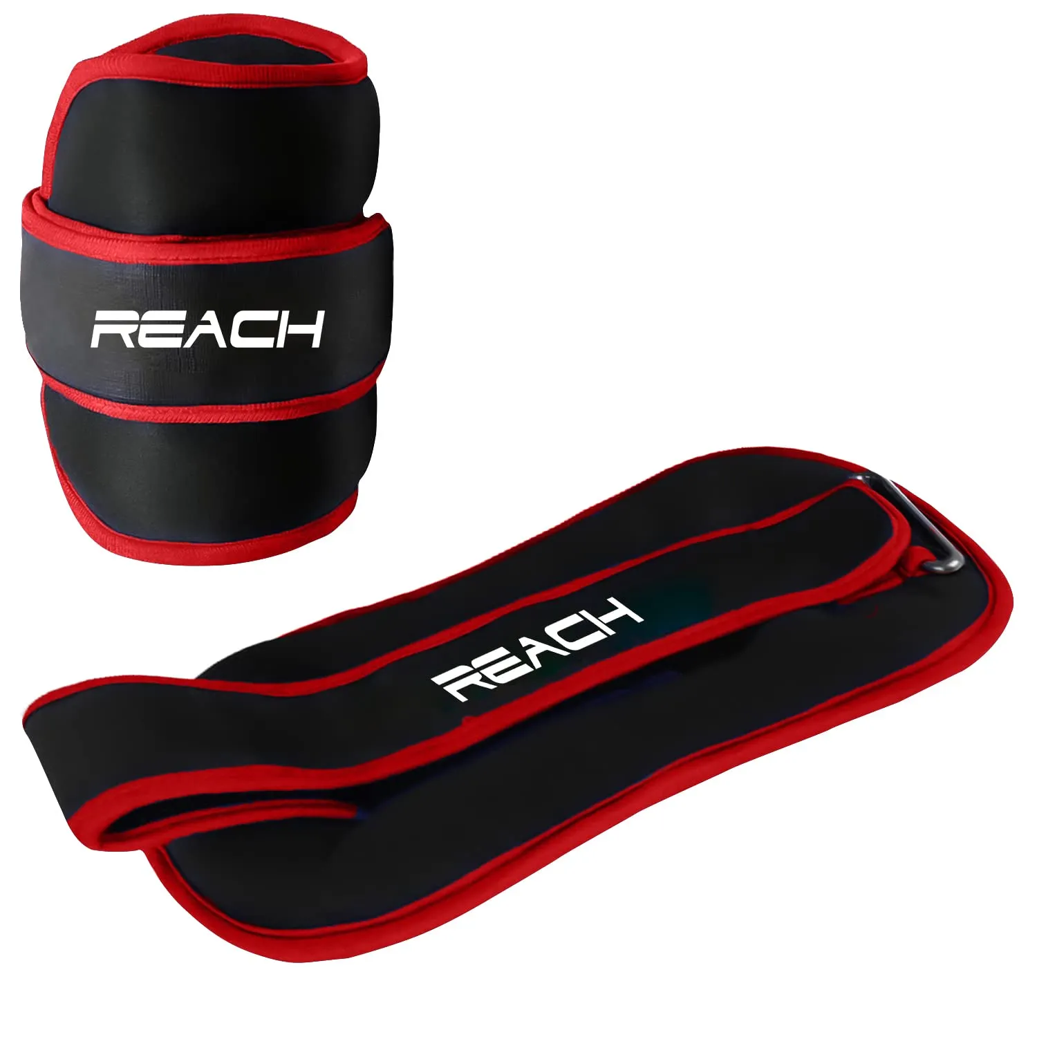 Reach Premium Ankle & Wrist Weight Bands 500g X 2 Red | Weights For Arms & Legs | Adjustable Gym Weights For Fitness Walking Running Jogging Exercise | Men & Women | 12 Months Warranty