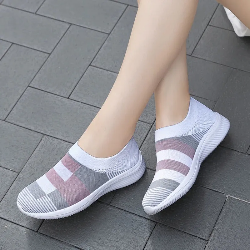 Slip-on Mesh Fabric Ergonomic Outdoor Sneakers for Women