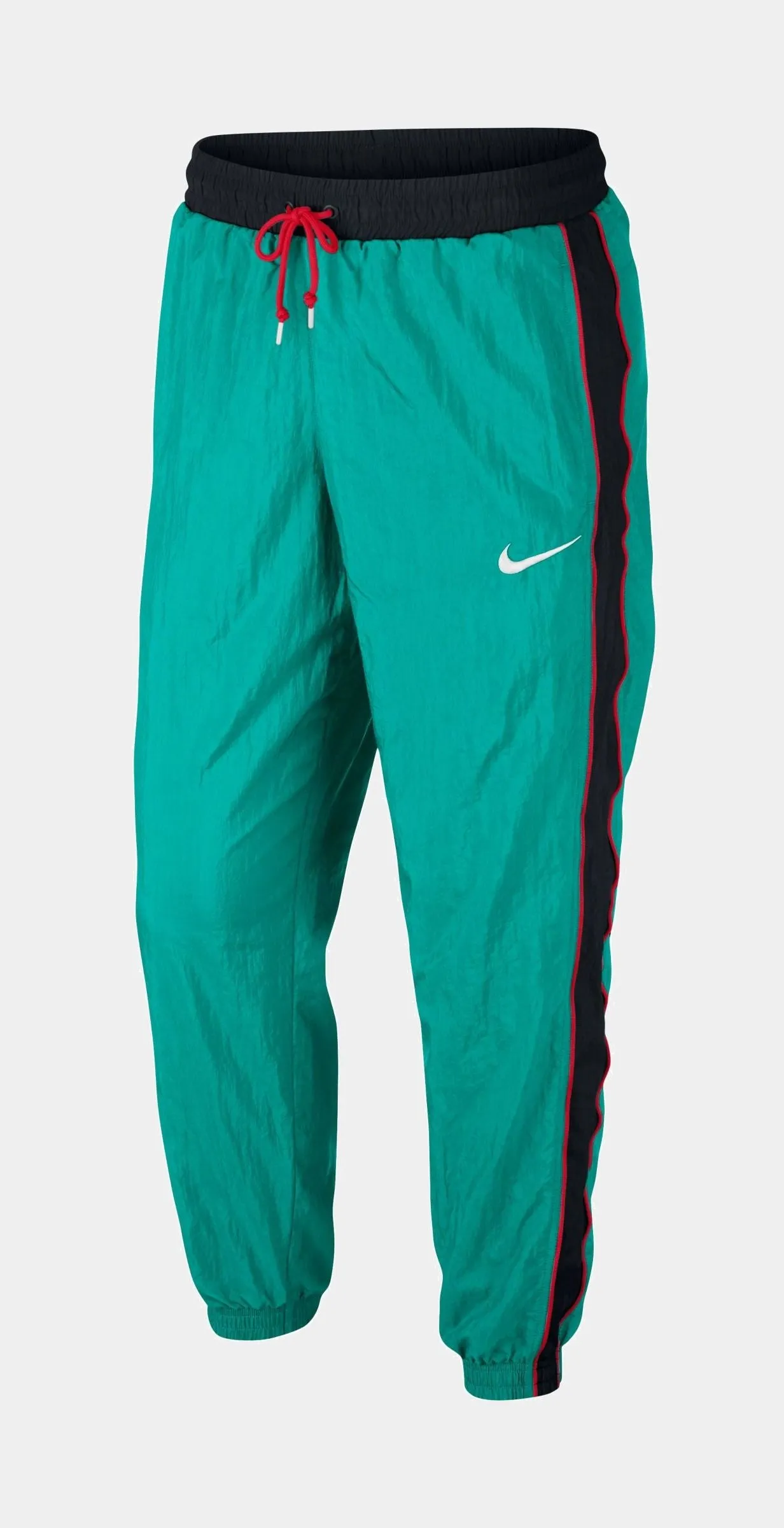 Throwback Mens Woven Tracksuit Basketball Pants (Green)