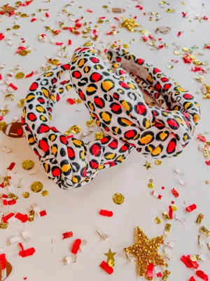 White Red Gold Leopard Knotted Headband