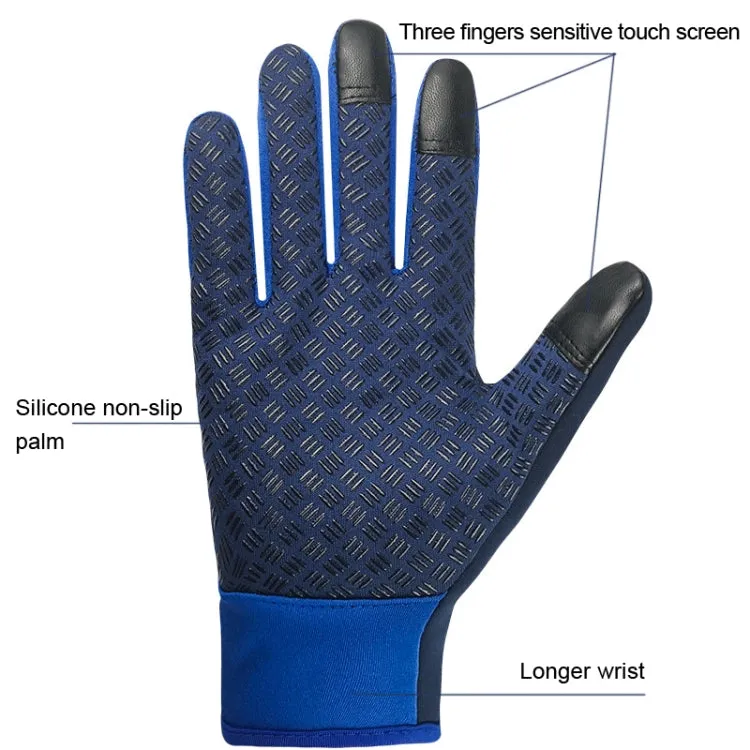 Winter Outdoor Riding Sports Waterproof Touch Screen Glove, Size: M(H043 Blue)