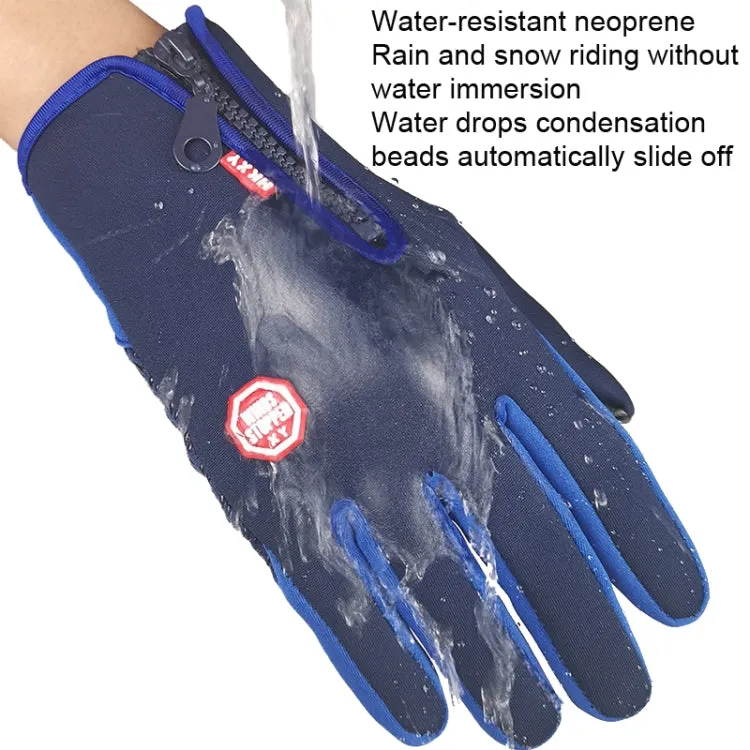 Winter Outdoor Riding Sports Waterproof Touch Screen Glove, Size: M(H043 Blue)