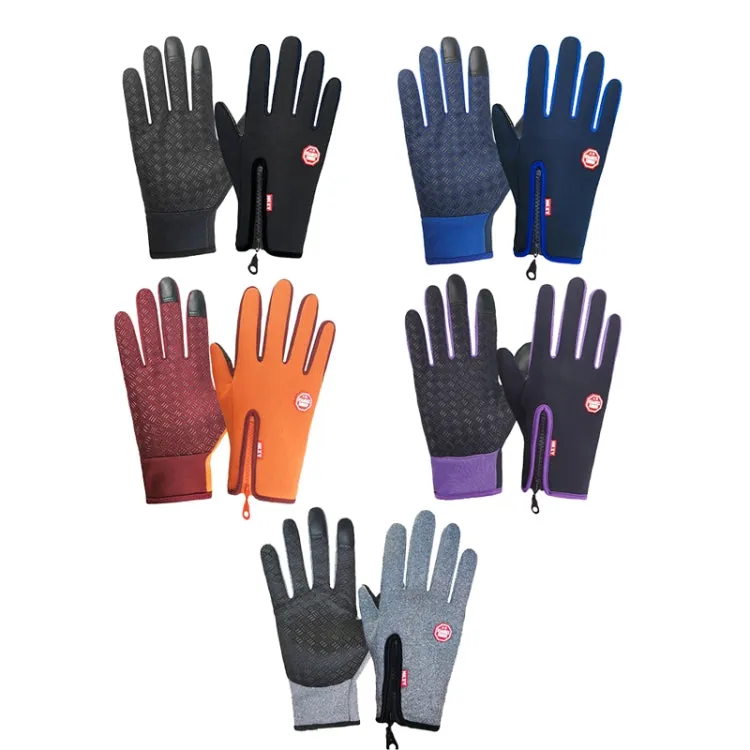 Winter Outdoor Riding Sports Waterproof Touch Screen Glove, Size: M(H043 Blue)