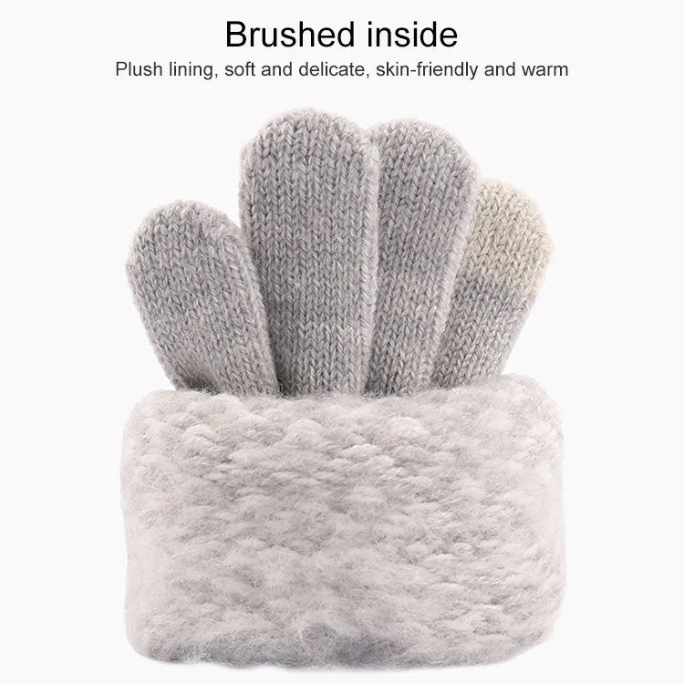 Winter Touch Screen Gloves Women Men Warm Stretch Knit Mittens Imitation Wool Thicken Full Finger Gloves(A-Navy Blue)