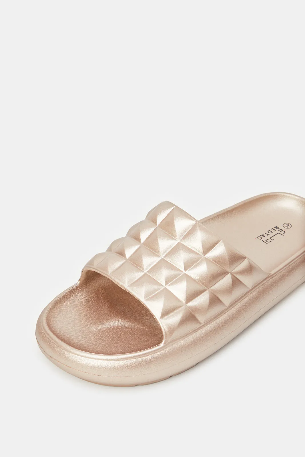 Women Gold Molded Slide