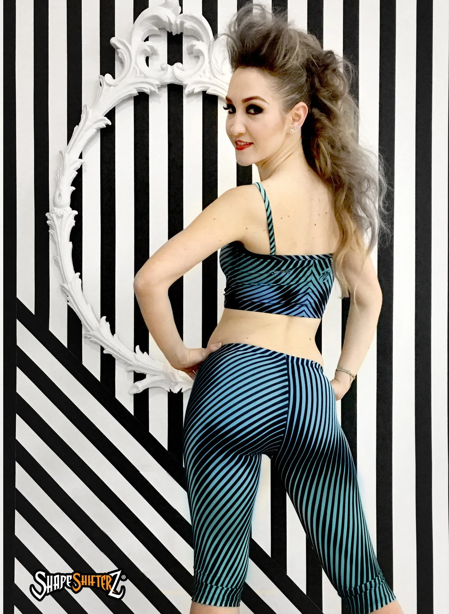 Women's Illusion Blue Black Leggings - Ultra Contour